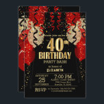 40th Birthday - Red Balloons  Invitation<br><div class="desc">🥇AN ORIGINAL COPYRIGHT DESIGN by Donna Siegrist ONLY AVAILABLE ON ZAZZLE! 40th Birthday Party Invitation ready for you to customise. Featuring a celebration of confetti, streamers and balloons with faux metallic gold lettering. Impress your guest with this unique invitation. Lots of matching products available. 📌If you need further customisation, please...</div>