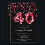40th Birthday Red Balloons Snowflake Confetti Invitation<br><div class="desc">This elegant and glamourous birthday invitation features the number 40 in red balloons with snowflake confetti. The text combines handwritten script and modern sans serif fonts for a classy and sophisticated look.</div>