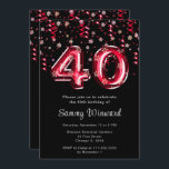 40th Birthday Red Balloons Snowflake Confetti Invitation<br><div class="desc">This elegant and glamourous birthday invitation features the number 40 in red balloons with snowflake confetti. The text combines handwritten script and modern sans serif fonts for a classy and sophisticated look.</div>