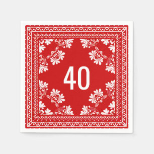 40th Birthday Red Bandanna Napkin