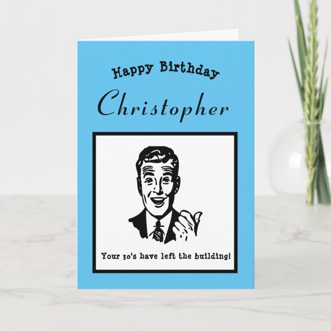 40th Birthday Retro Cartoon Funny Personalised Card (Front)