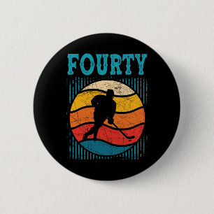 40th Birthday Retro Ice Hockey 40 Years Old Man Wo 6 Cm Round Badge