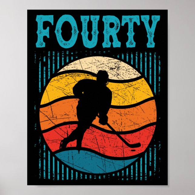 40th Birthday Retro Ice Hockey 40 Years Old Man Wo Poster (Front)