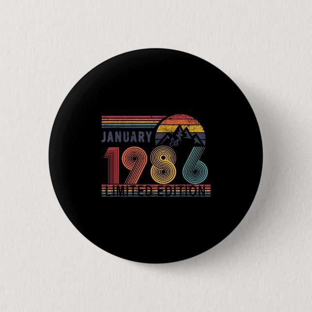 40th Birthday Retro Shirt,1986 Swea Gift January T 6 Cm Round Badge (Front)