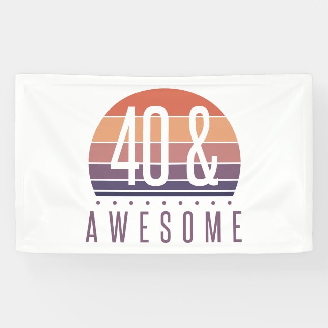 40th Birthday Retro Sunset Banner (Horizontal)