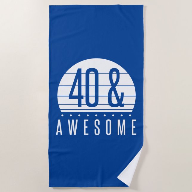 40th Birthday Retro Sunset Beach Towel (Front)