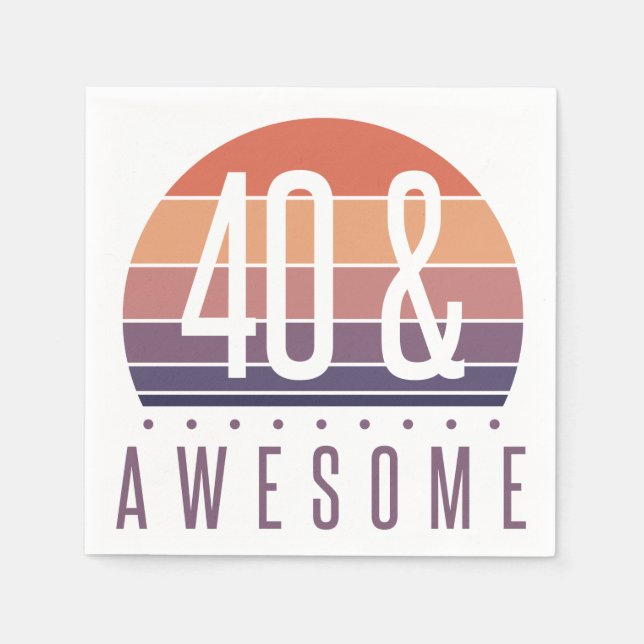 40th Birthday Retro Sunset Napkin (Front)