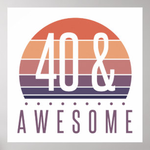 40th Birthday Retro Sunset Poster