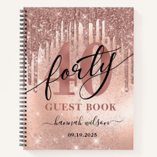 40th Birthday Rose Gold Glitter & Foil Guest Book
