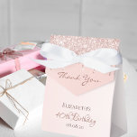 40th Birthday rose gold glitter glam thank you Favour Box<br><div class="desc">Elegant,  classic,  glamourous and girly for a 40th birthday party favours.  Rose gold ombre,  gradient background. With the text: 40th Birthday and Thank You written with a modern dark rose coloured hand lettered style script.  Template for a name and a date.</div>