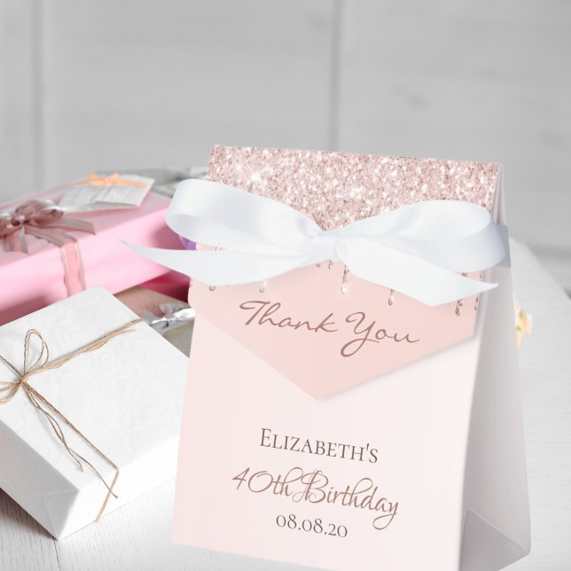 40th Birthday rose gold glitter glam thank you Favour Box (Creator Uploaded)