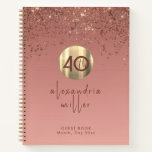 40th Birthday Rose Gold Glitter Guestbook Notebook<br><div class="desc">Elegant 40th Birthday Party Celebration Guestbook Blush Pink Rose Gold Glitter Sparkle Brushed Metal Name Feminine Script Custom Text Template Guest Book</div>