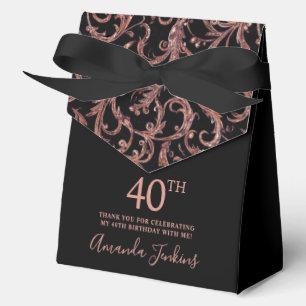 40th Birthday Rose Gold Swirls Thank You Favour Box