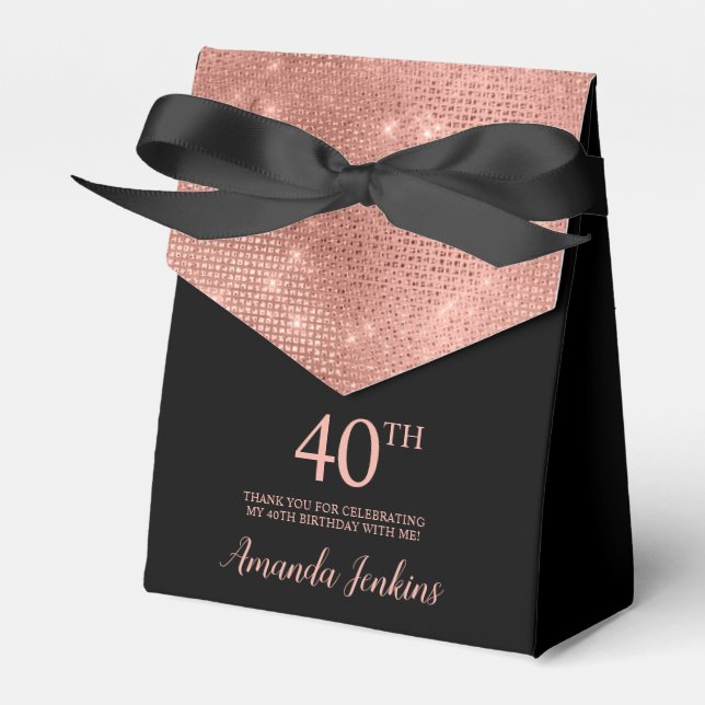 40th Birthday Rose Gold Thank You Favor Box (Front Side)