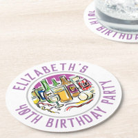 40th Birthday Round Paper Coaster