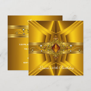 40th Birthday Royal Elegant Yellow Gold Jewel 2 Invitation