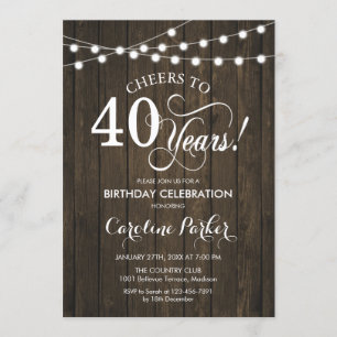 40th Birthday - Rustic Wood Pattern Invitation