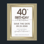 40th Birthday Save the Date Budget Invitation<br><div class="desc">Lovely faux foil border with shimmering confetti highlights on the top and bottom border. All text is adjustable and easy to change for your own party needs. Great elegant 40th birthday template design.</div>