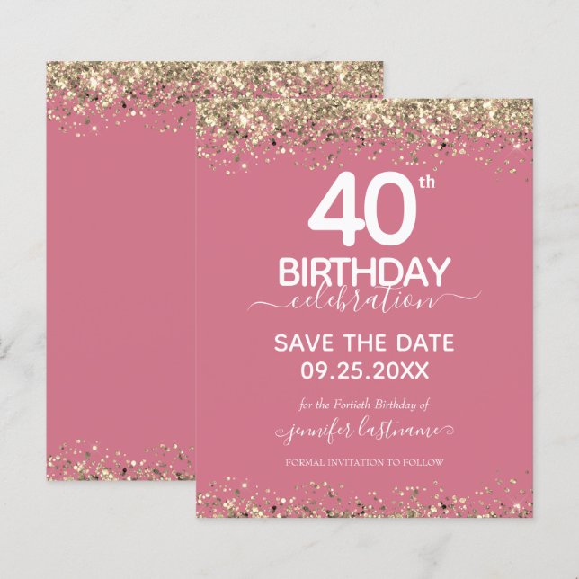 40th Birthday Save the Date Budget Invitation (Front/Back)