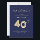 40th Birthday Save the Date Invitation<br><div class="desc">Elegant and fun save the date card featuring a big 40 gold balloon perfect for birthday celebrations and business anniversary parties.

The card reads: Save the Date

Please contact me at claudia@claudiaowen.com if you would like to customise this invitation. Please visit my Zazzle shop 

http://www.zazzle.com/claudiaowenshop 

Design by claudiaowen.com</div>