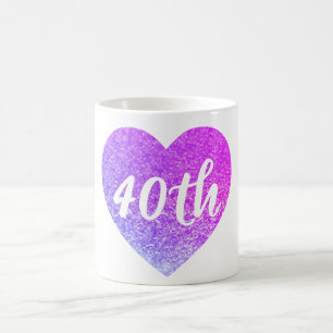 40th birthday sequin heart mug