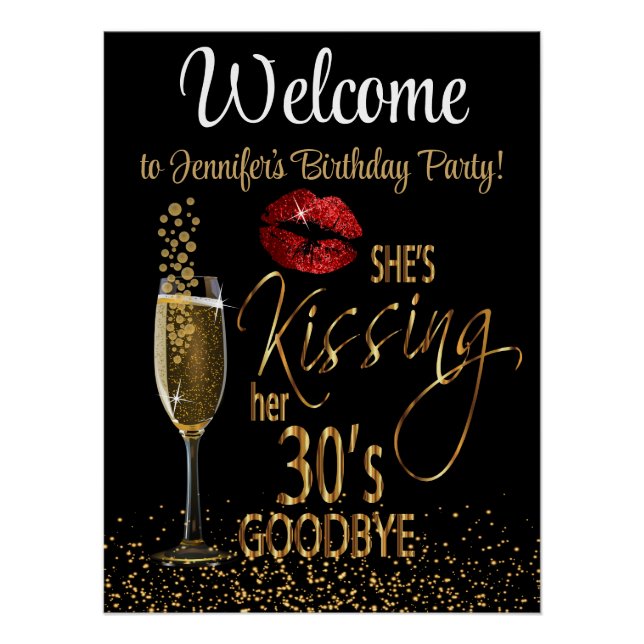 40th Birthday - She's Kissing her 30's Goodbye Poster (Front)