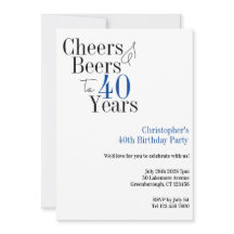40th Birthday Simple Cheers Beers Party