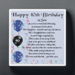40th  Birthday Son Poem Plaque<br><div class="desc">A great personalized gift for a son on his 40th  Birthday.

This item can be personalized or just purchased as it is</div>