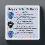 40th  Birthday Son Poem Plaque<br><div class="desc">A great personalized gift for a son on his 40th  Birthday.

This item can be personalized or just purchased as it is</div>