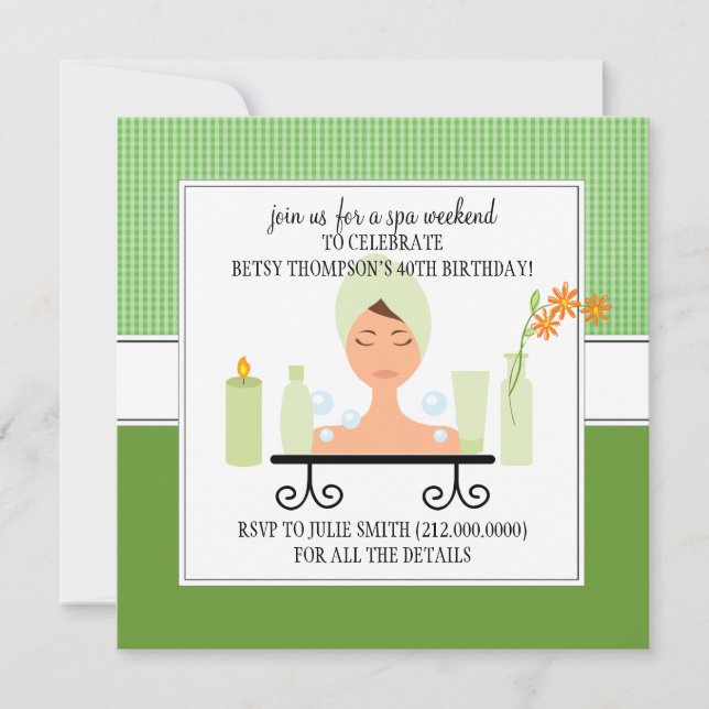 40th Birthday Spa Weekend Getaway Invitation (Front)
