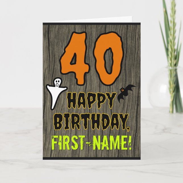 40th Birthday: Spooky Halloween Theme, Custom Name Card (Front)