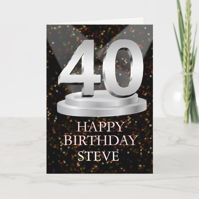 40th Birthday Spotlights Add A Name Card (Front)