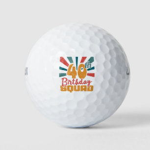 40th Birthday Squad Vintage Retro Funny 40 Year Golf Balls