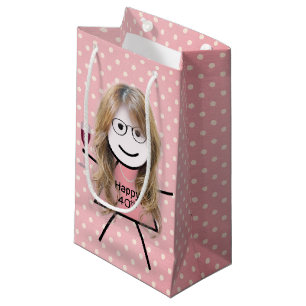 40th Birthday Stick Girl On Polka Dots Small Gift Bag