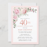 40th Birthday Surprise Party Pink Rose Floral