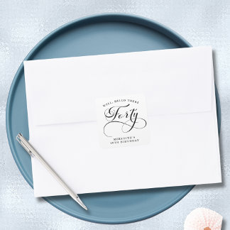 40th Birthday Swirly Calligraphy Envelope Seal