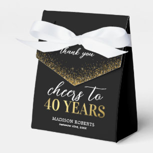 40th Birthday Thank You Black Gold Favour Box