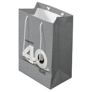 40th Birthday Toilet Paper Roll on Pin Dots Medium Gift Bag