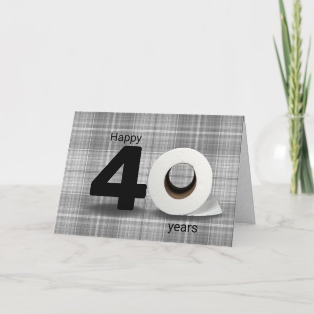 40th birthday toilet paper roll on plaid card (Front)