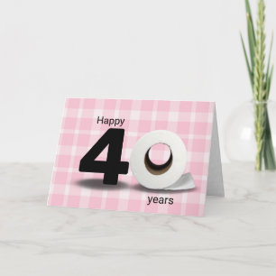 40th birthday toilet paper roll on plaid card