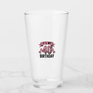 40th Birthday Unicorn Vintage Engraving Design_1 Glass