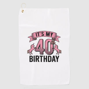 40th Birthday Unicorn Vintage Engraving Design_1 Golf Towel