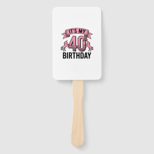 40th Birthday Unicorn Vintage Engraving Design_1 Hand Fan