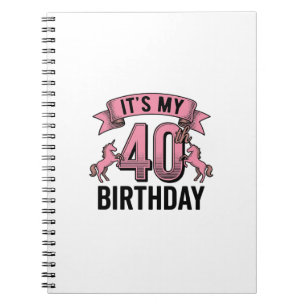 40th Birthday Unicorn Vintage Engraving Design_1 Notebook