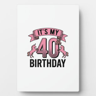 40th Birthday Unicorn Vintage Engraving Design_1 Plaque