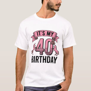 40th Birthday Unicorn Vintage Engraving Design_1 T-Shirt