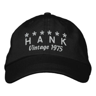 40th Birthday Vintage 1975 Six Stars V05 BLACK Embroidered Hat