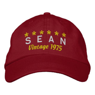 40th Birthday Vintage 1975 Six Stars V07 RED Embroidered Hat