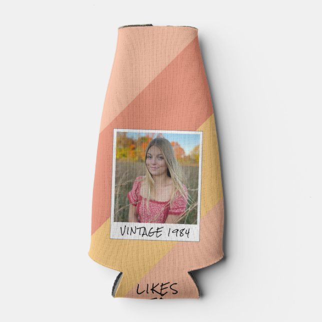 40th Birthday Vintage 1984 Striped Bottle Cooler (Front)