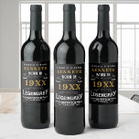 40th Birthday Vintage Black Gold Add Name Year<br><div class="desc">Celebrate a milestone with the perfect customisable wine label! Perfect for a 40th birthday gift, this vintage black and gold label can be personalised with the name and year of the special birthday boy or girl. Give a bottle of wine with this legendary inspiration labels and add a special touch...</div>